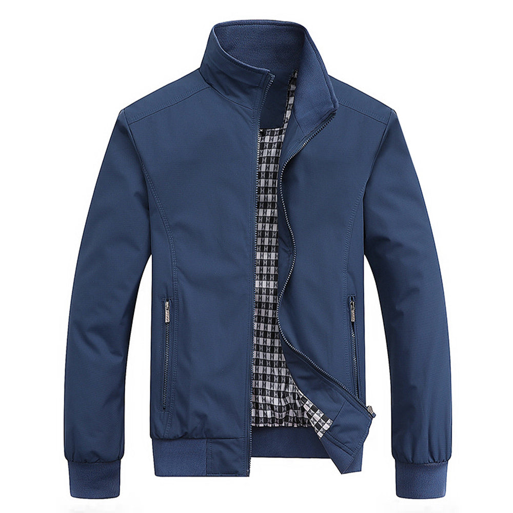 Men’s Winter Jacket with Zipper Closure and High Collar