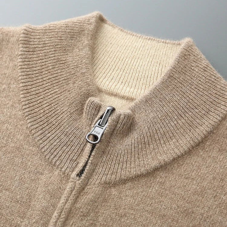 Men's Zip Cardigan with Full-Zip Front and Ribbed Collar