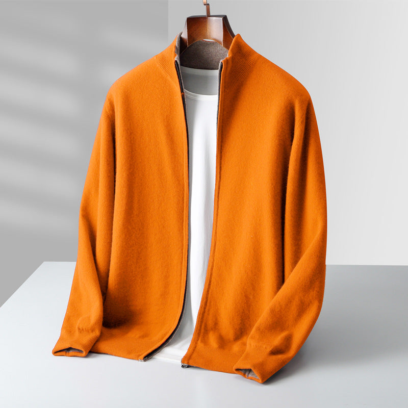Men's Zip Cardigan with Full-Zip Front and Ribbed Collar