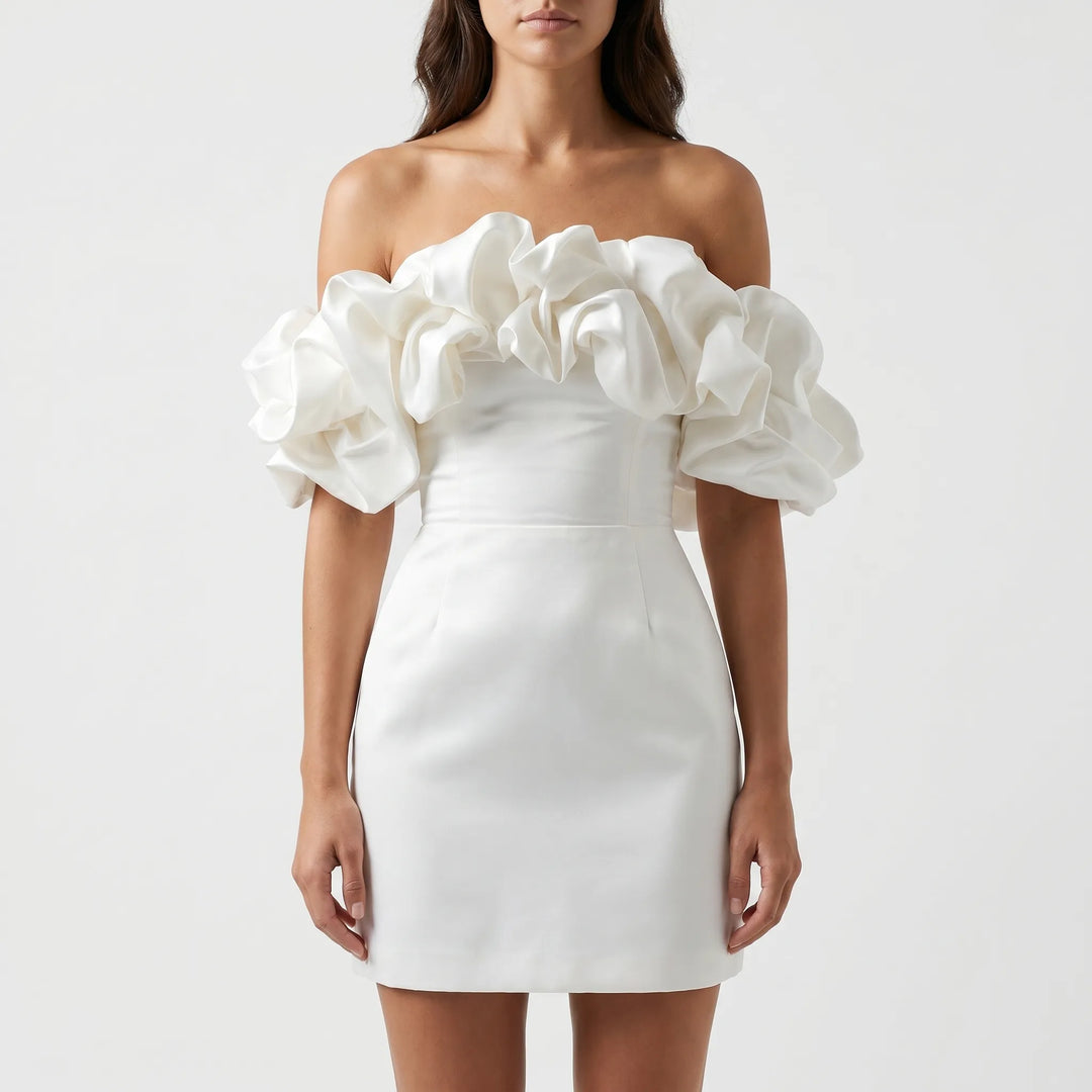 Ruffella - Strapless Ruffle Bust Mini Dress
