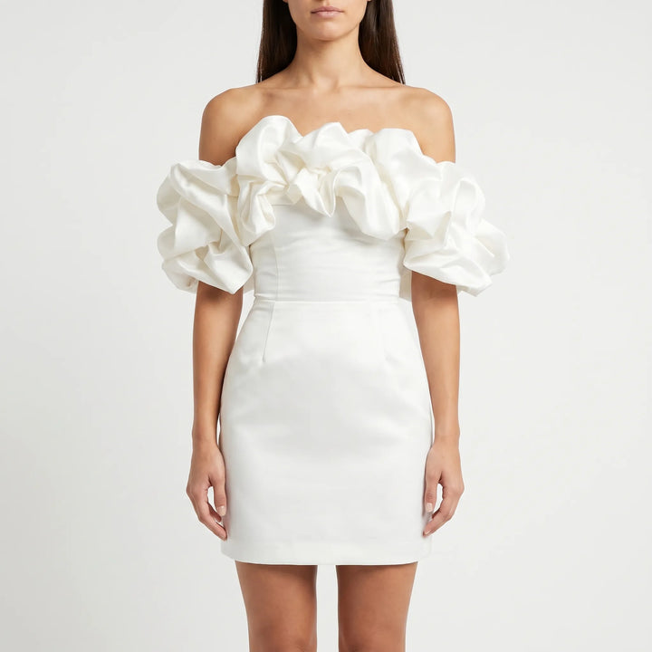 Ruffella - Strapless Ruffle Bust Mini Dress