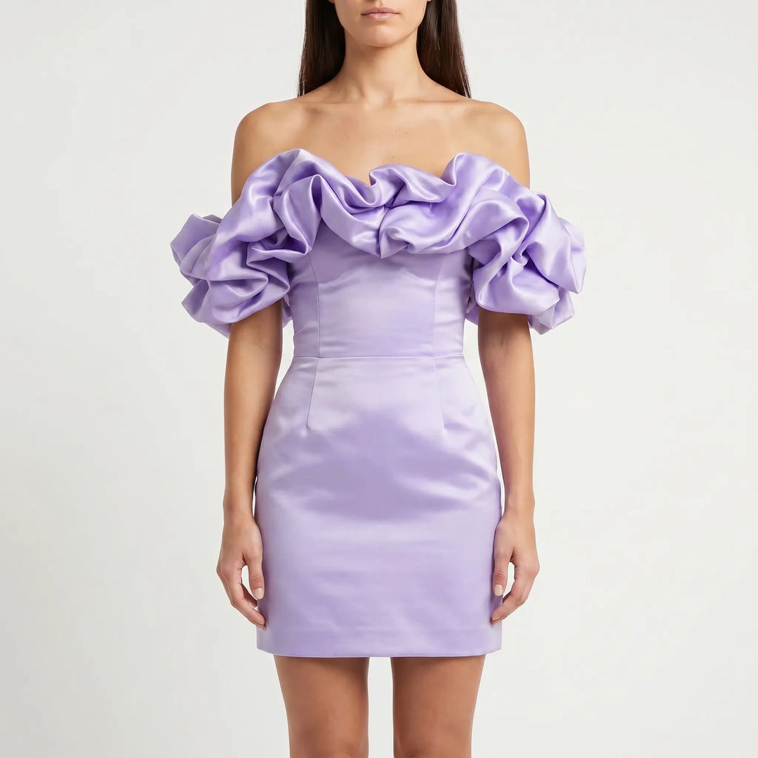 Ruffella - Strapless Ruffle Bust Mini Dress