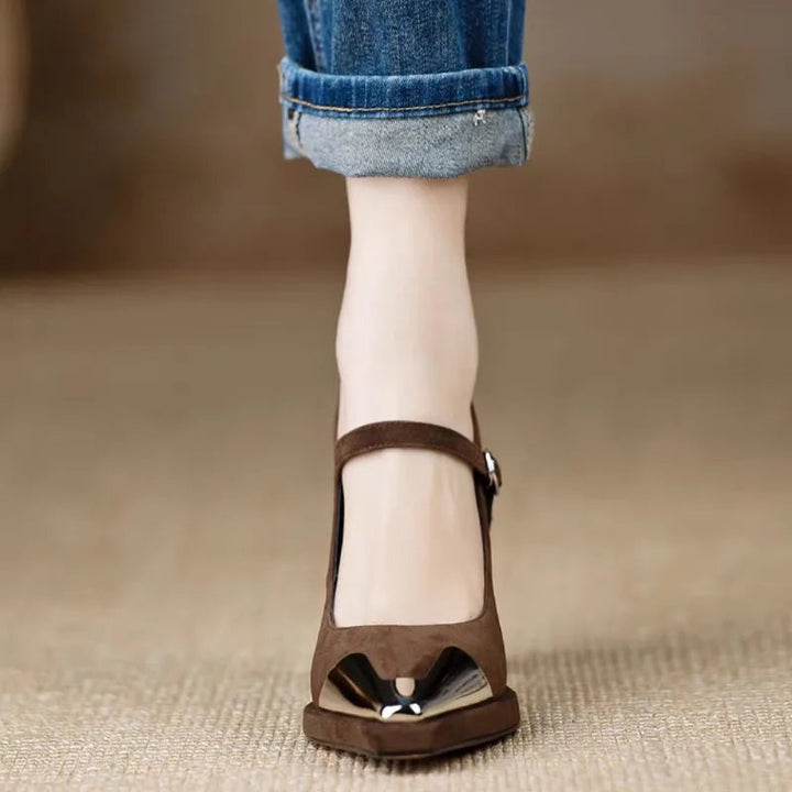 Women’s Pumps with Strap Closure and Block Heel