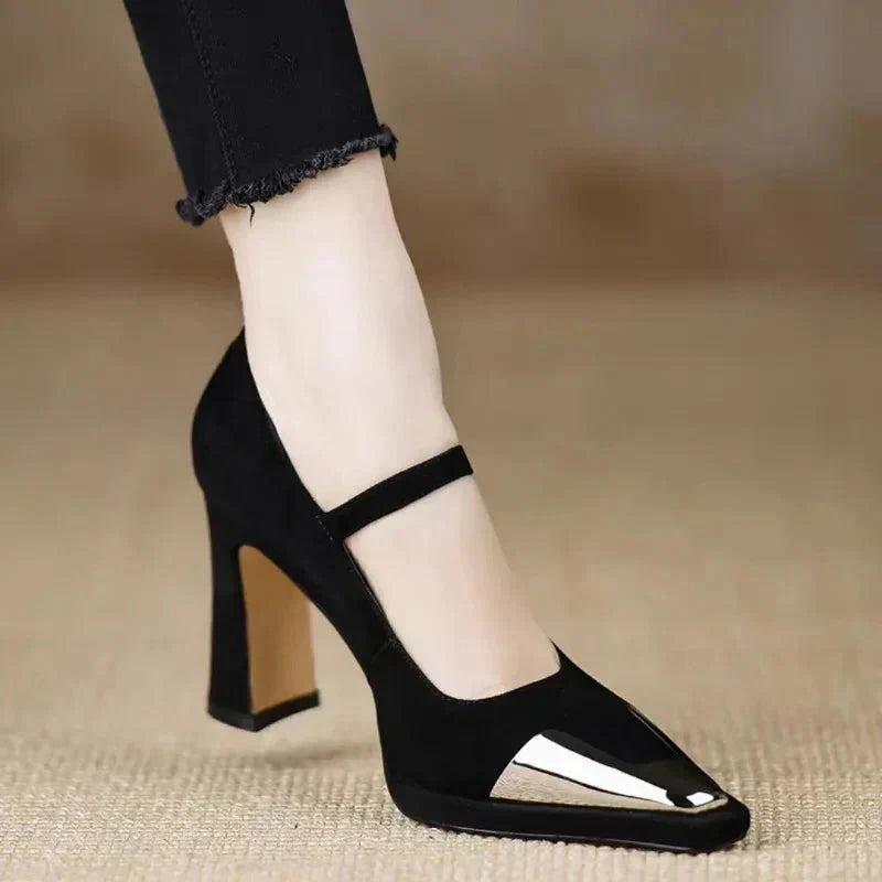 Women’s Pumps with Strap Closure and Block Heel