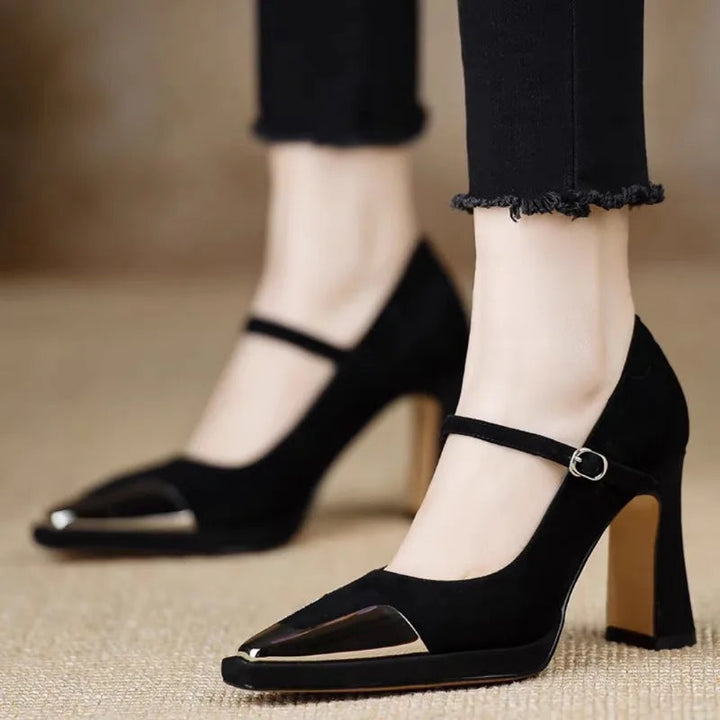 Women’s Pumps with Strap Closure and Block Heel
