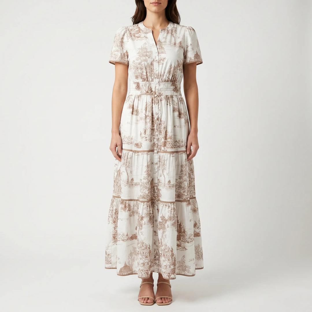 Toillenne - Smocked Waist Tiered Maxi Dress
