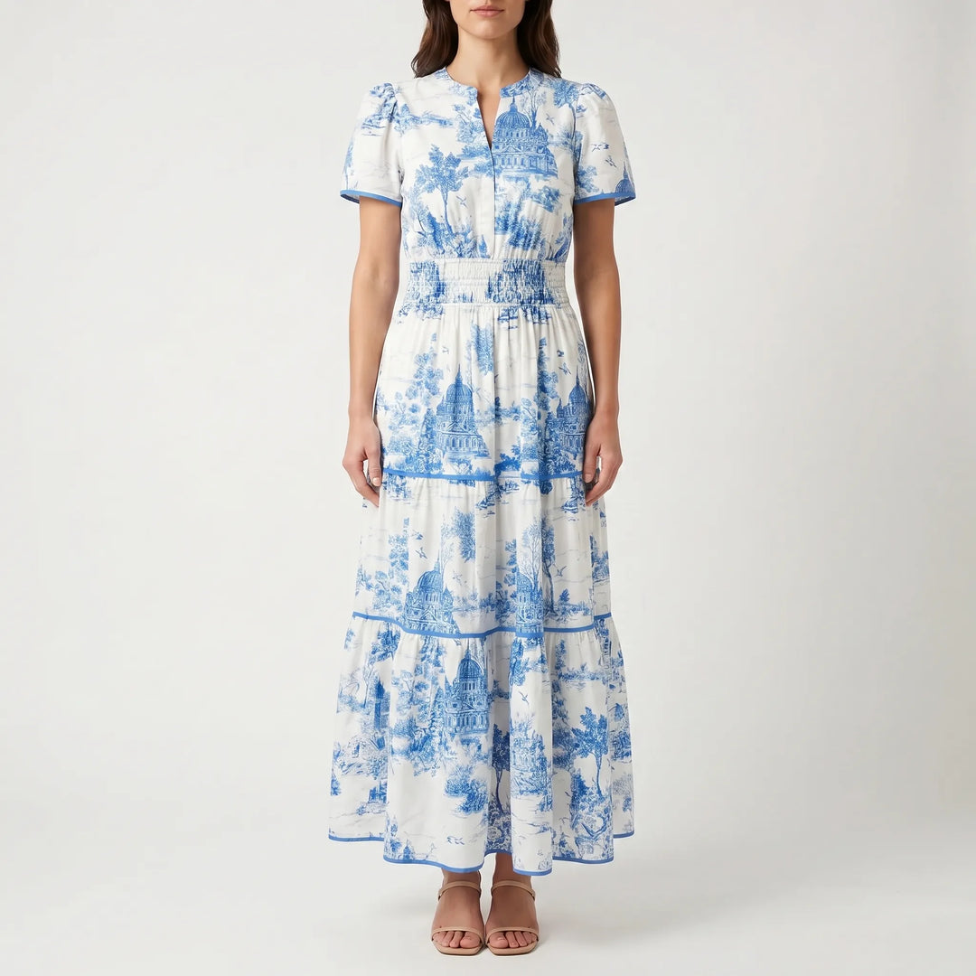 Toillenne - Smocked Waist Tiered Maxi Dress