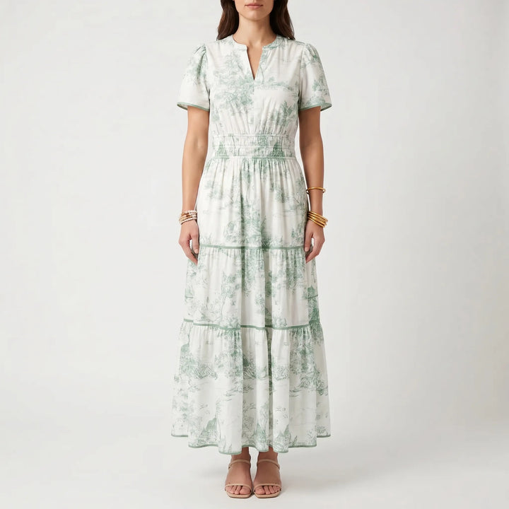 Toillenne - Smocked Waist Tiered Maxi Dress
