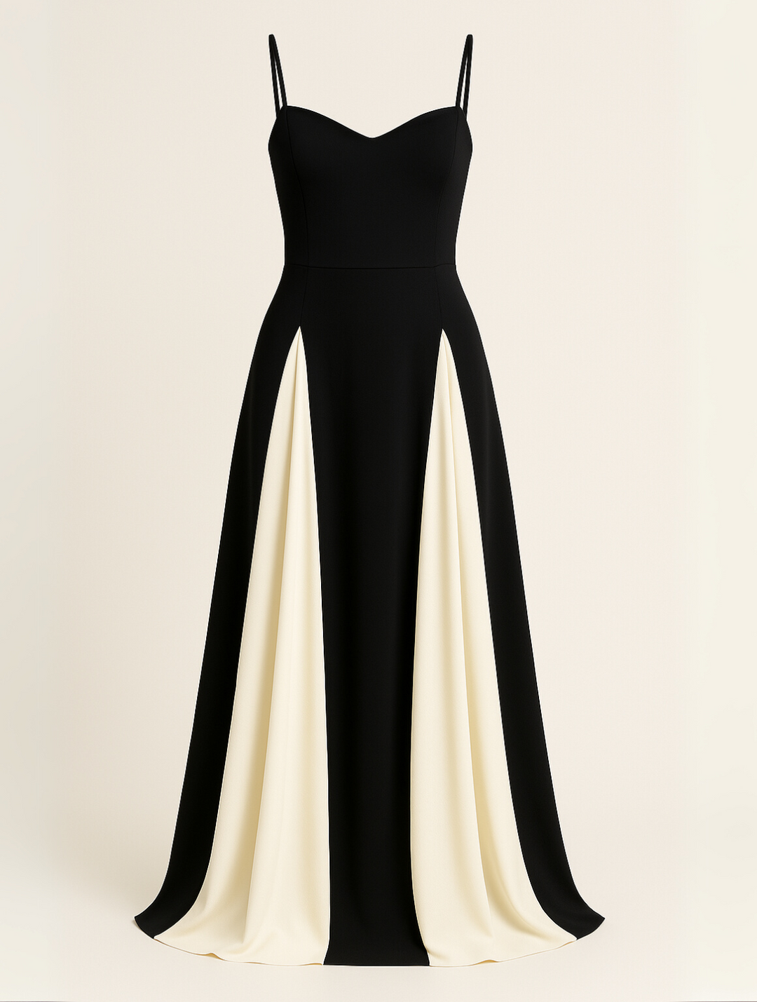 A-Line Evening Dress for Women - Spaghetti Strap - Color Block
