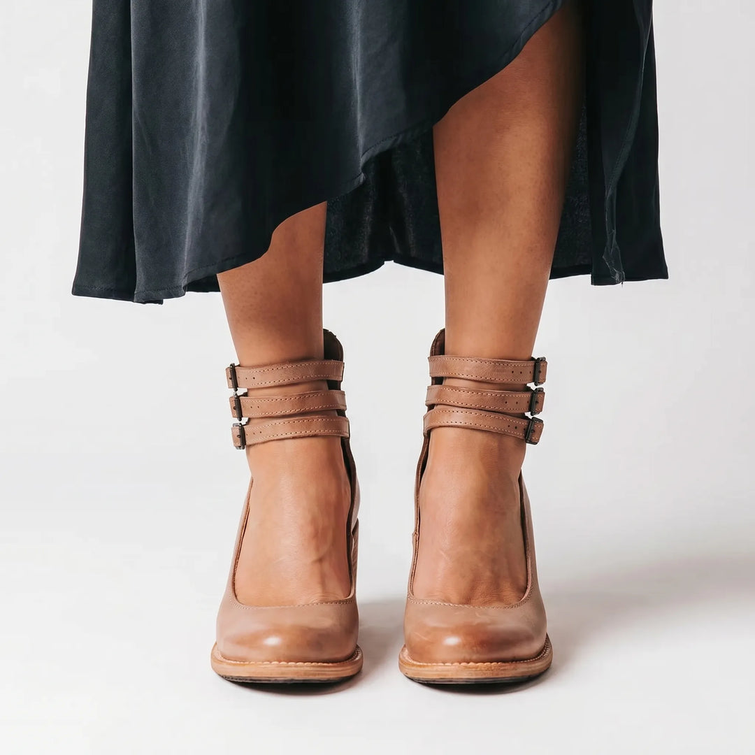 Velaura - Block Heel Ankle Buckle Sandal