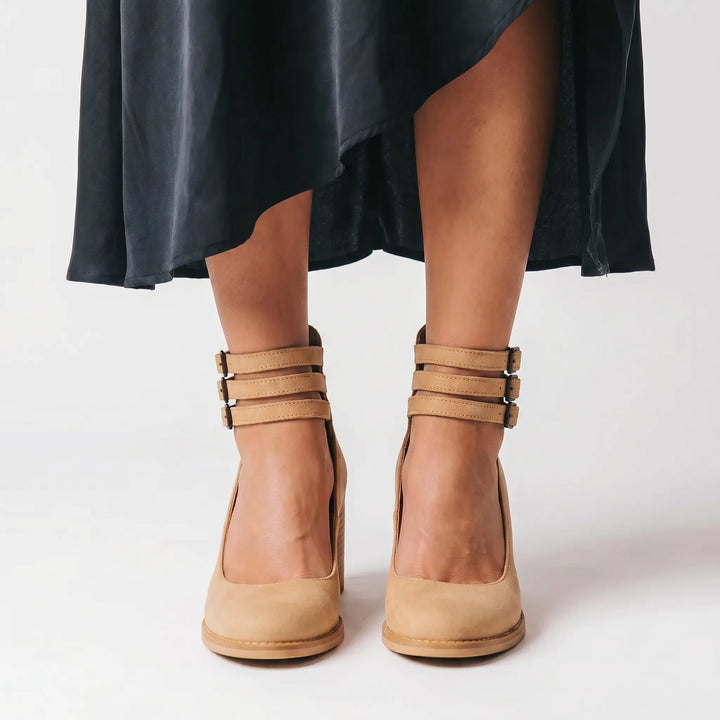 Velaura - Block Heel Ankle Buckle Sandal