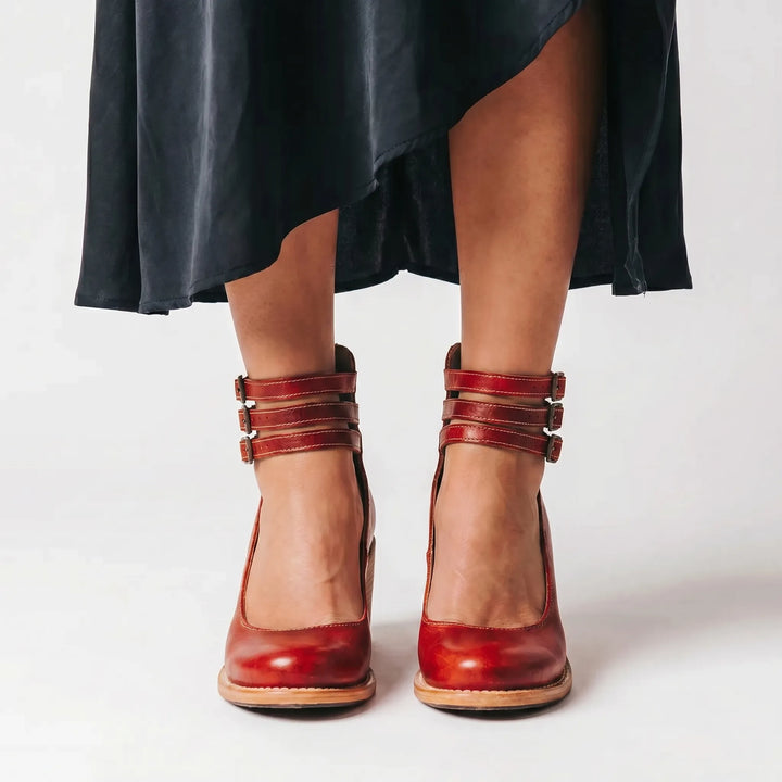 Velaura - Block Heel Ankle Buckle Sandal