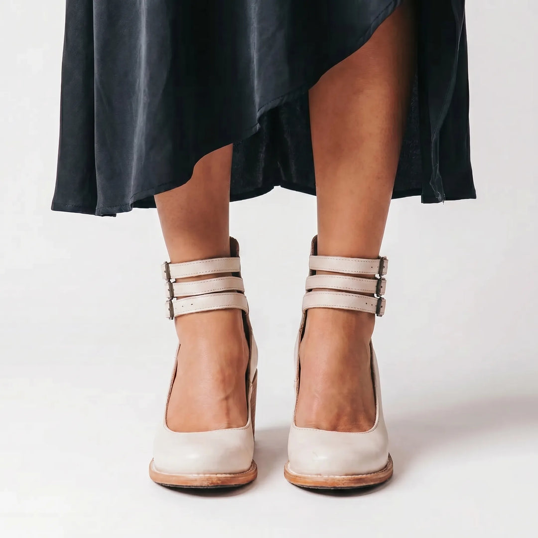 Velaura - Block Heel Ankle Buckle Sandal