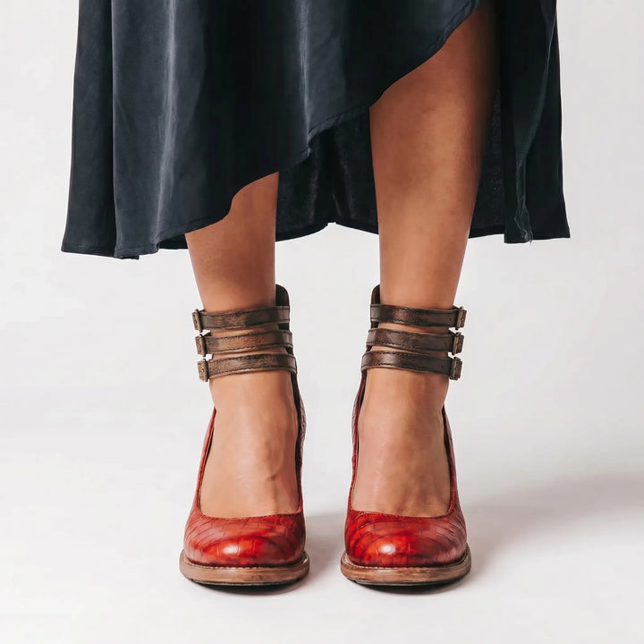 Velaura - Block Heel Ankle Buckle Sandal