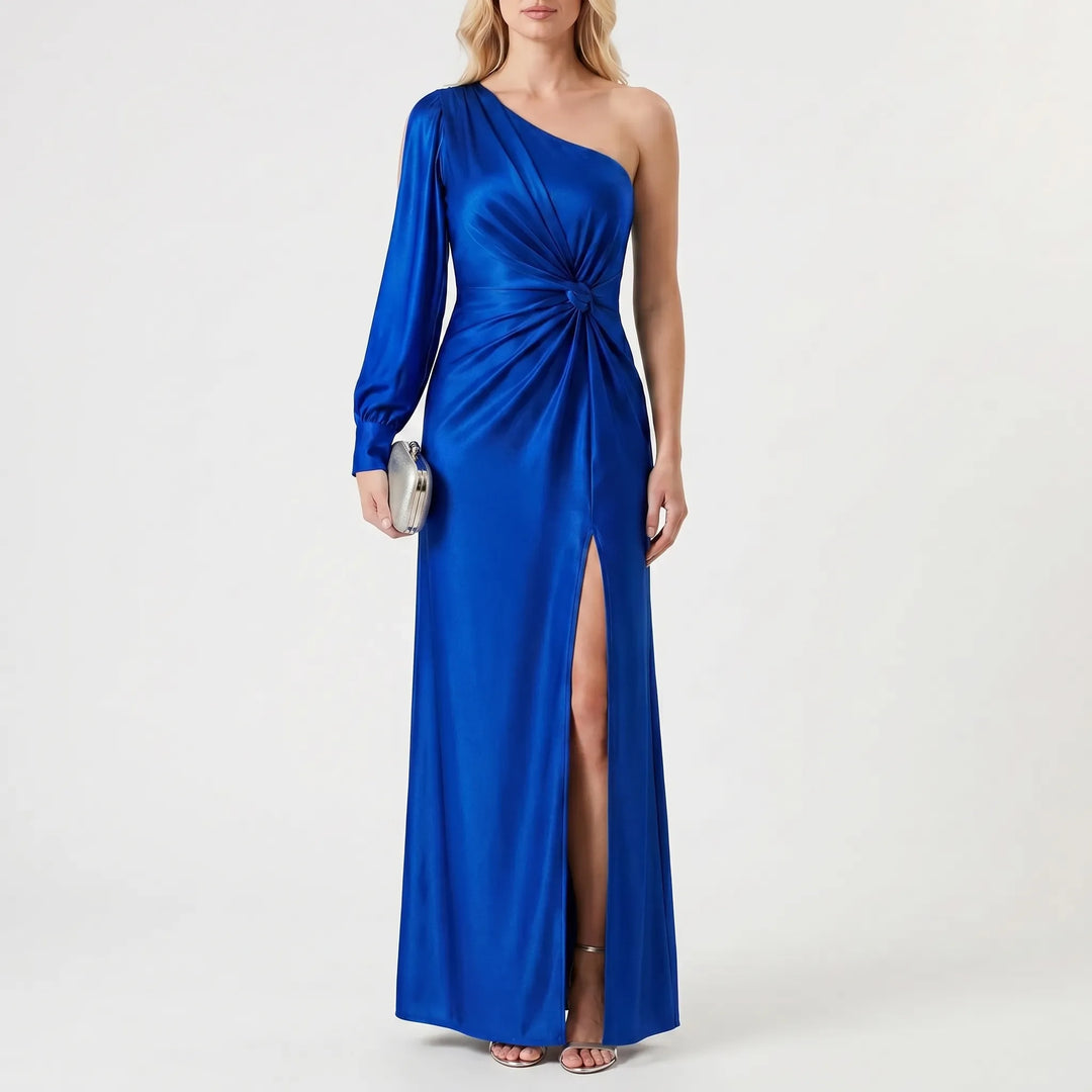 Velourna - One-Shoulder Satin Maxi Dress