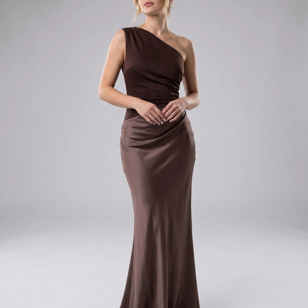 Velvoria - One-Shoulder Floor-Length Formal Gown