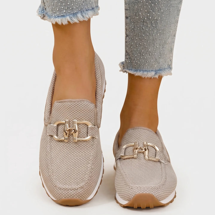 Velvura - Cushioned Slip-On Loafer With Gold Trim