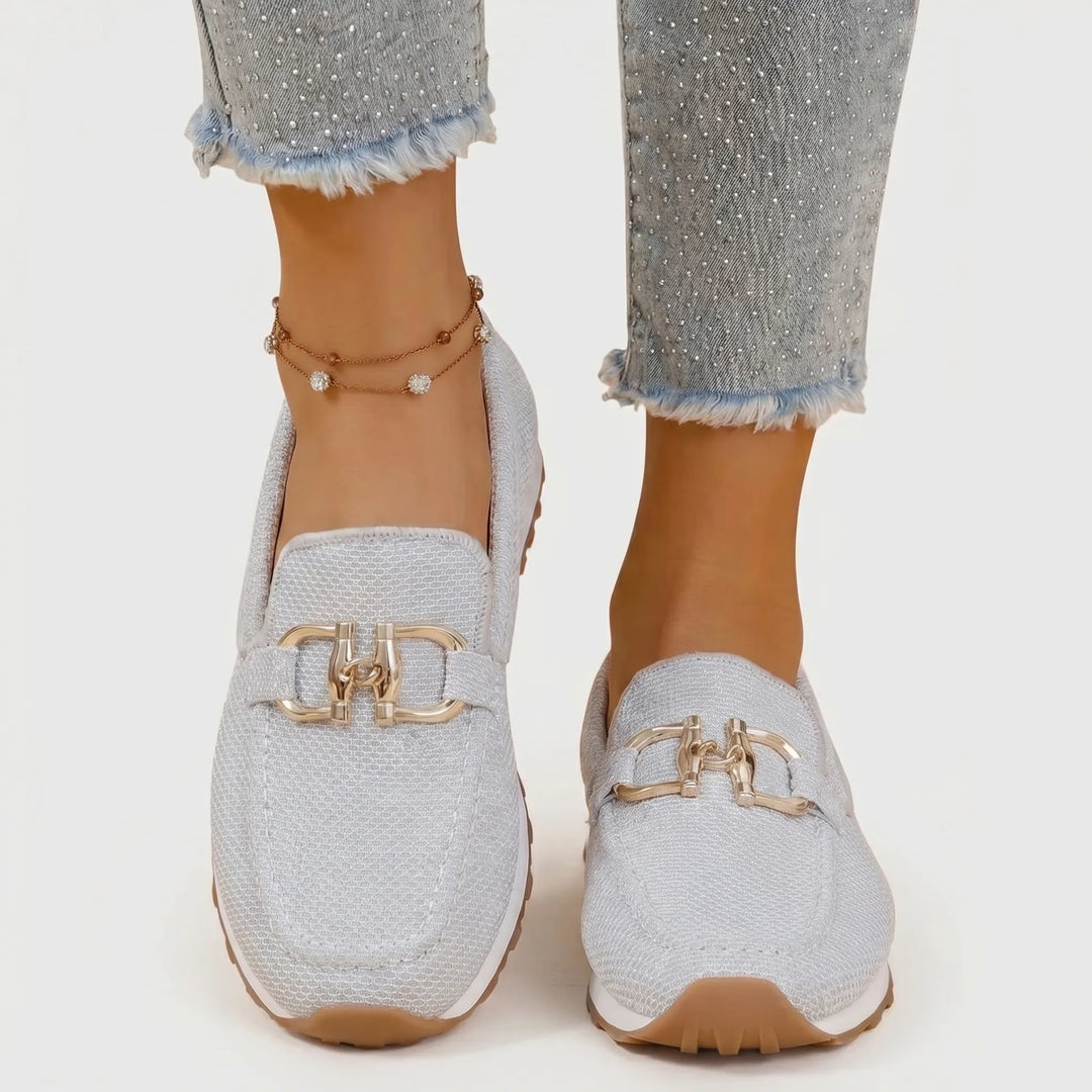 Velvura - Cushioned Slip-On Loafer With Gold Trim