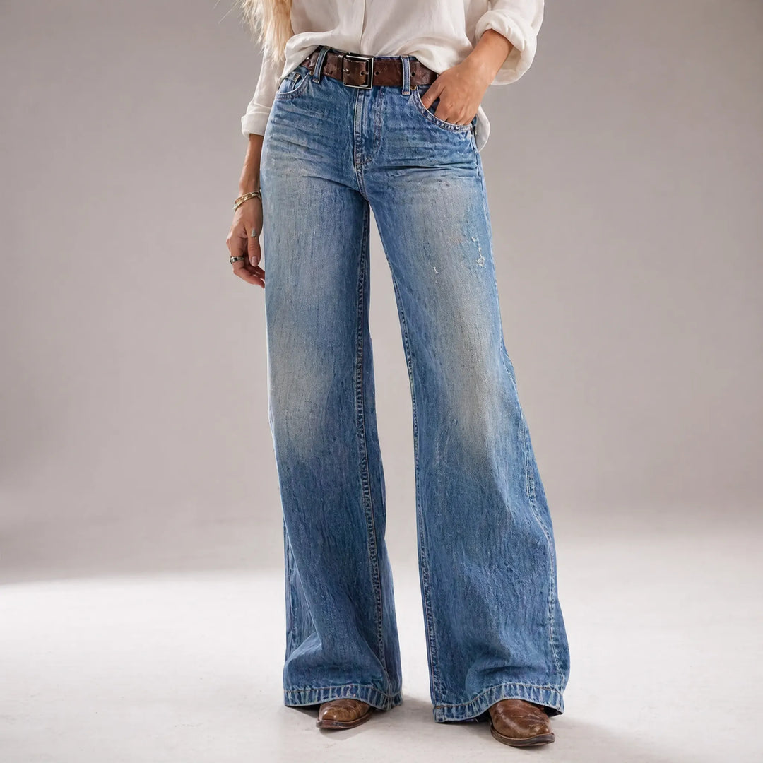 VintaFlow - Wide Leg Distressed Trousers
