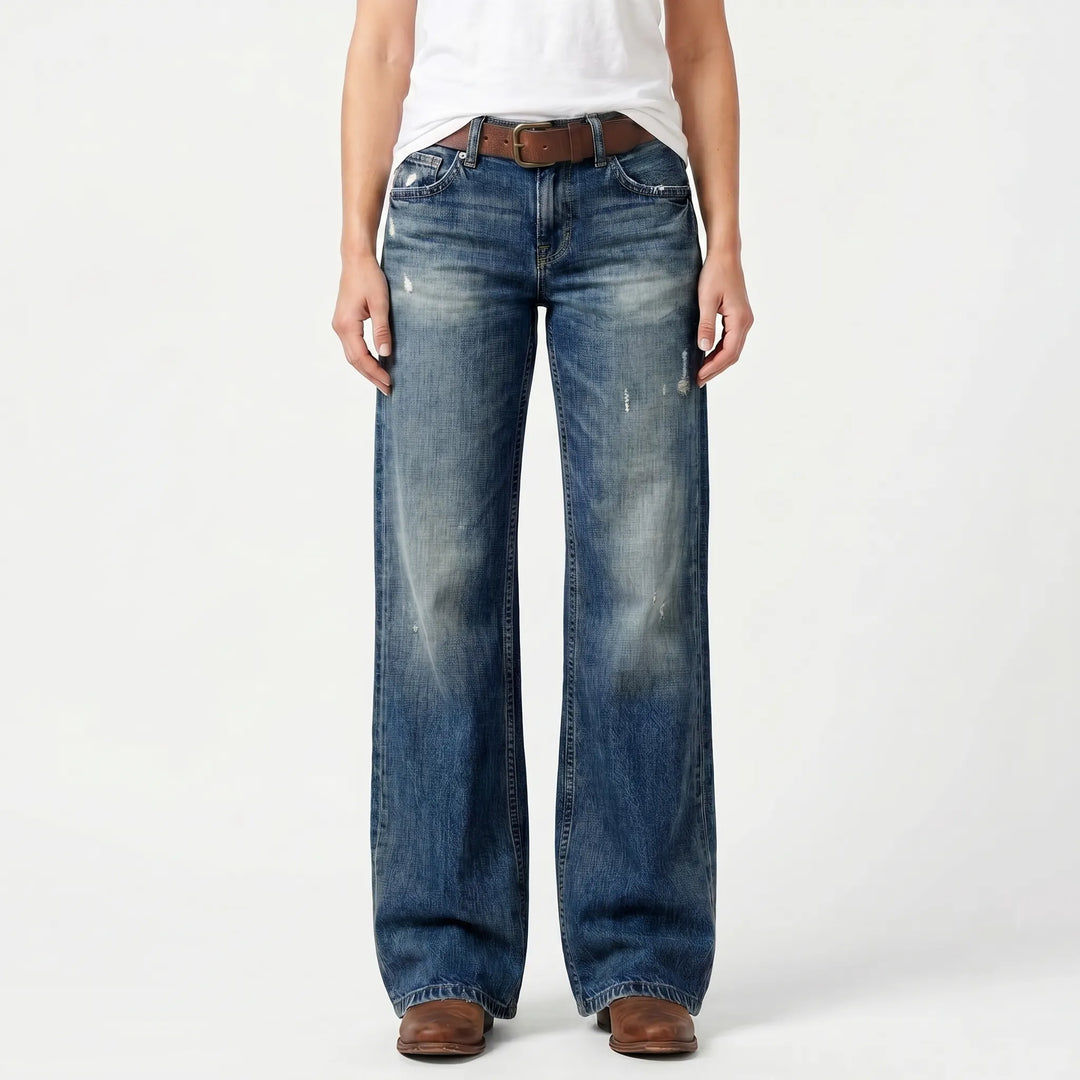 VintaFlow - Wide Leg Distressed Trousers