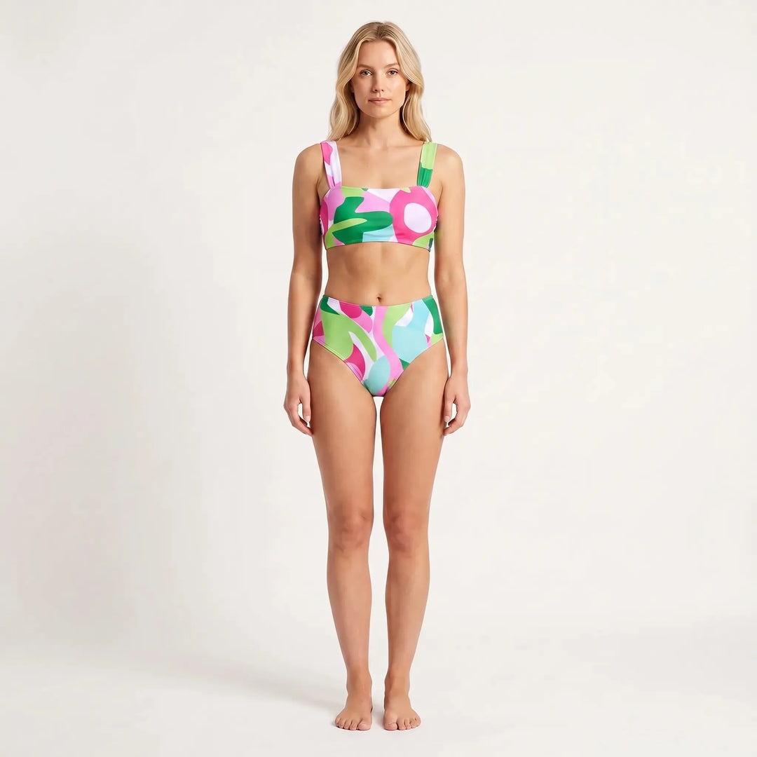 Wavella - Abstract Print Two-Piece Bikini Set