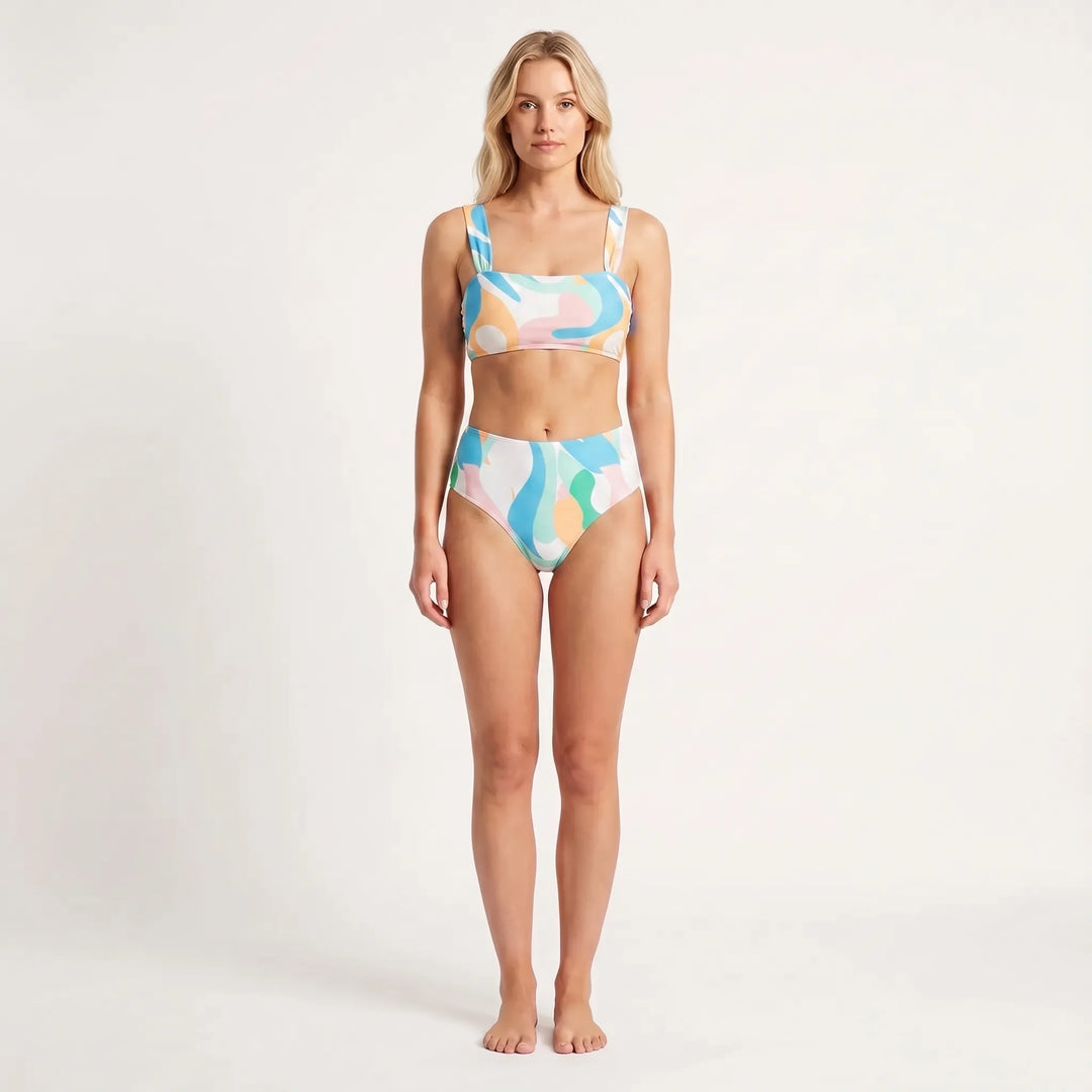 Wavella - Abstract Print Two-Piece Bikini Set
