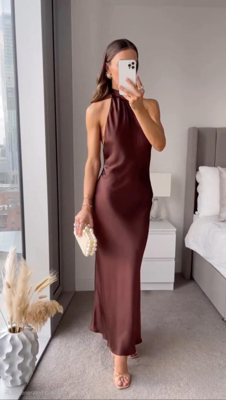 Halter Maxi Dress for Women - Backless