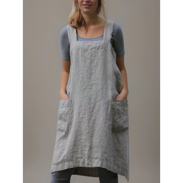 Women’s Apron with Cross-Back Design and Multiple Pockets
