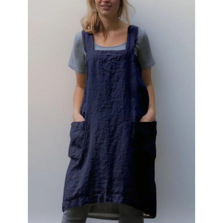 Women’s Apron with Cross-Back Design and Multiple Pockets