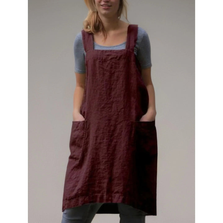 Women’s Apron with Cross-Back Design and Multiple Pockets