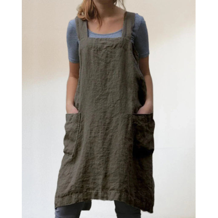 Women’s Apron with Cross-Back Design and Multiple Pockets