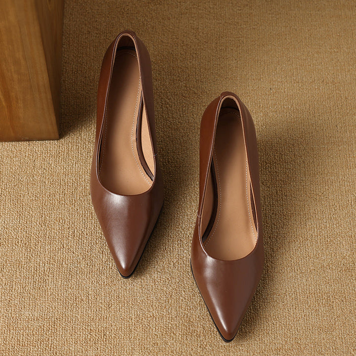 Women’s Block Heel Pumps with Pointed Toe and Slip-On Design