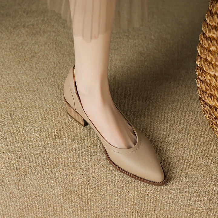 Women’s Block Heel Pumps with Pointed Toe and Slip-On Fit