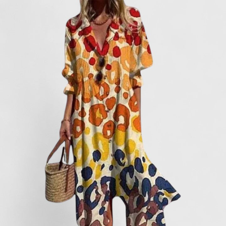Women’s Boho Dress with Vibrant Pattern and Relaxed Fit