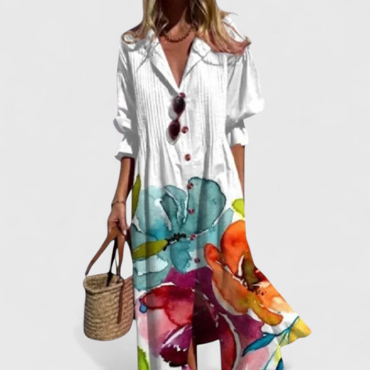 Women’s Boho Dress with Vibrant Pattern and Relaxed Fit