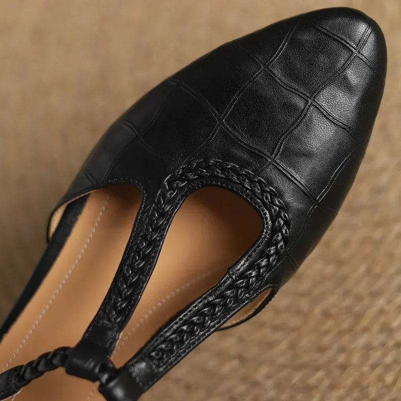 Women’s Flats with Pointed Toe and Braided T-Strap