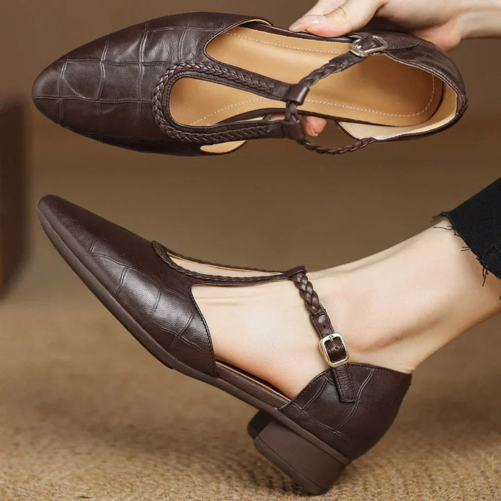 Women’s Flats with Pointed Toe and Braided T-Strap