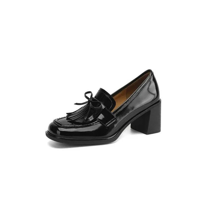 Women’s Loafer Pumps with Tassel Accent and Block Heel