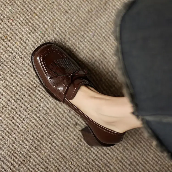 Women’s Loafer Pumps with Tassel Accent and Block Heel