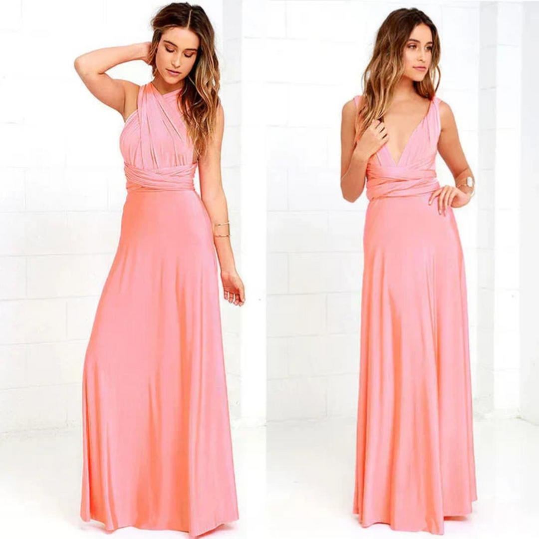 Women’s maxi Dress with Adjustable Straps and Pleated Waist