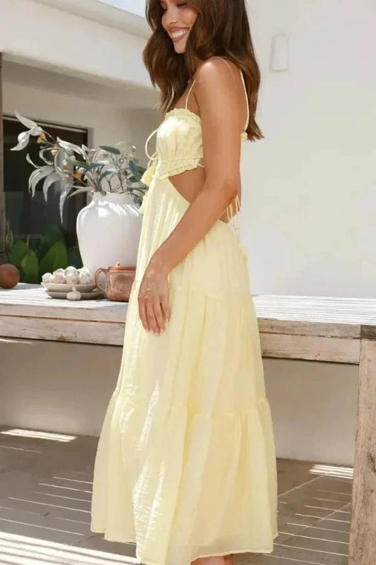 Women’s Maxi Dress with Tie-up Back and Lined Interior