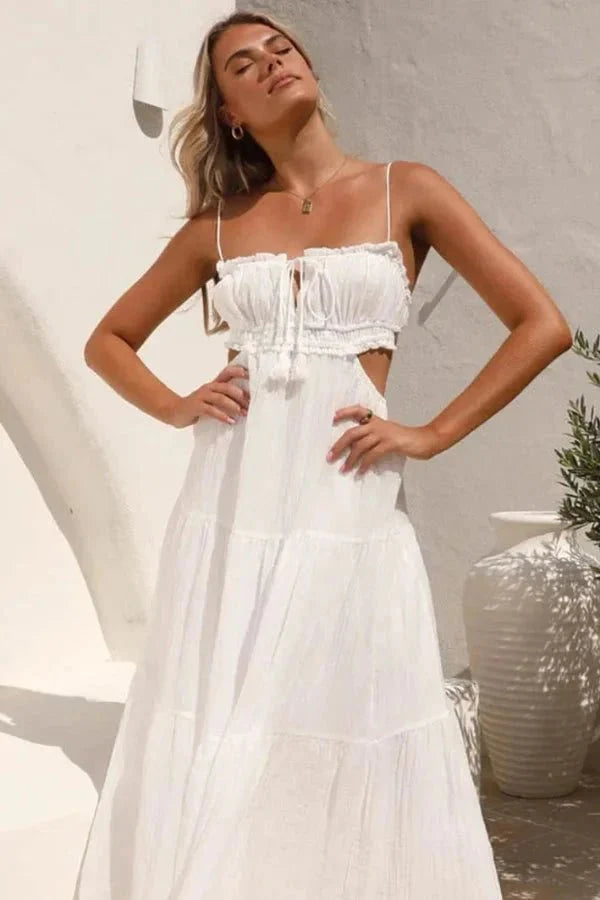 Women’s Maxi Dress with Tie-up Back and Lined Interior