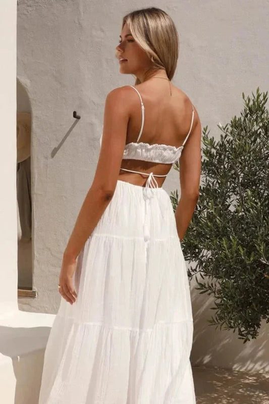 Women’s Maxi Dress with Tie-up Back and Lined Interior