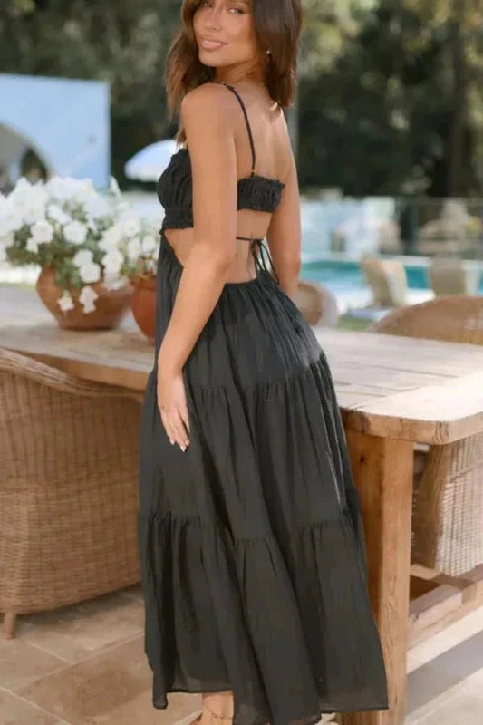 Women’s Maxi Dress with Tie-up Back and Lined Interior