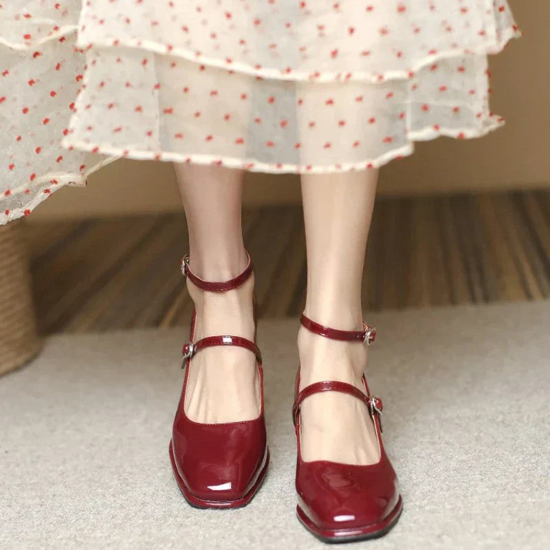 Women’s Pumps with Adjustable Ankle Strap and Block Heel