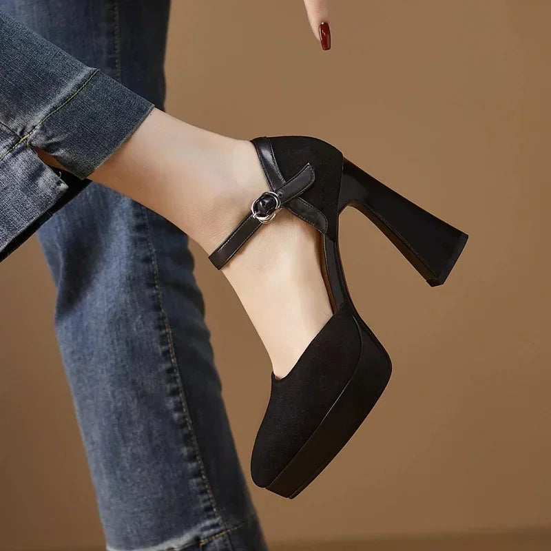 Women’s Pumps with Ankle Strap and Platform Heel