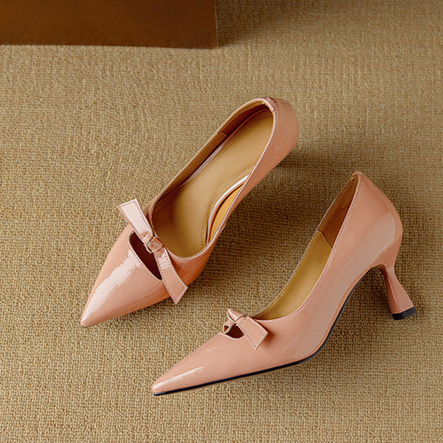 Women’s Pumps with Bow Detail and Kitten Heel