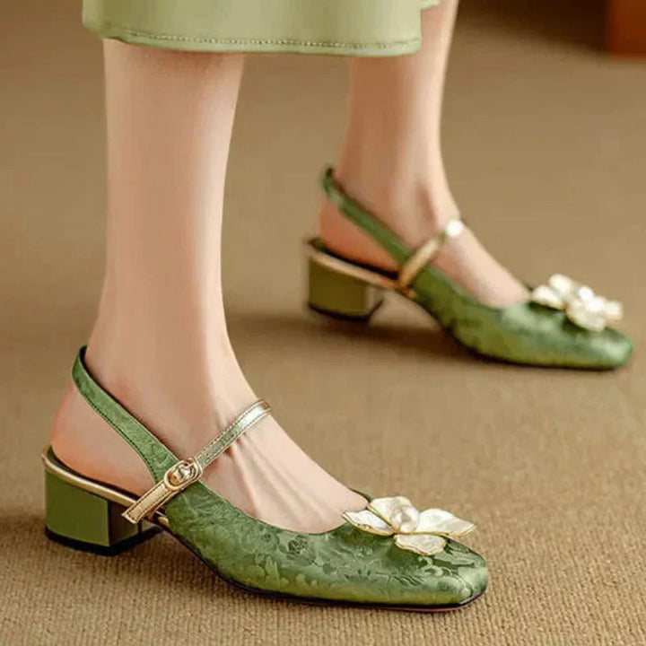 Women’s Pumps with Floral Detail and Block Heel