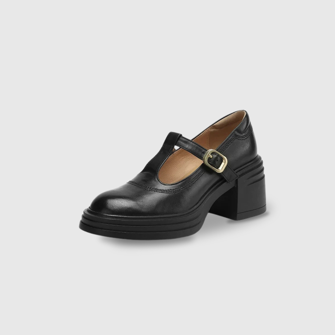 Women’s Pumps with T-Strap and Block Heel