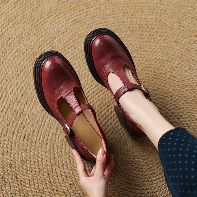 Women’s Pumps with T-Strap and Block Heel